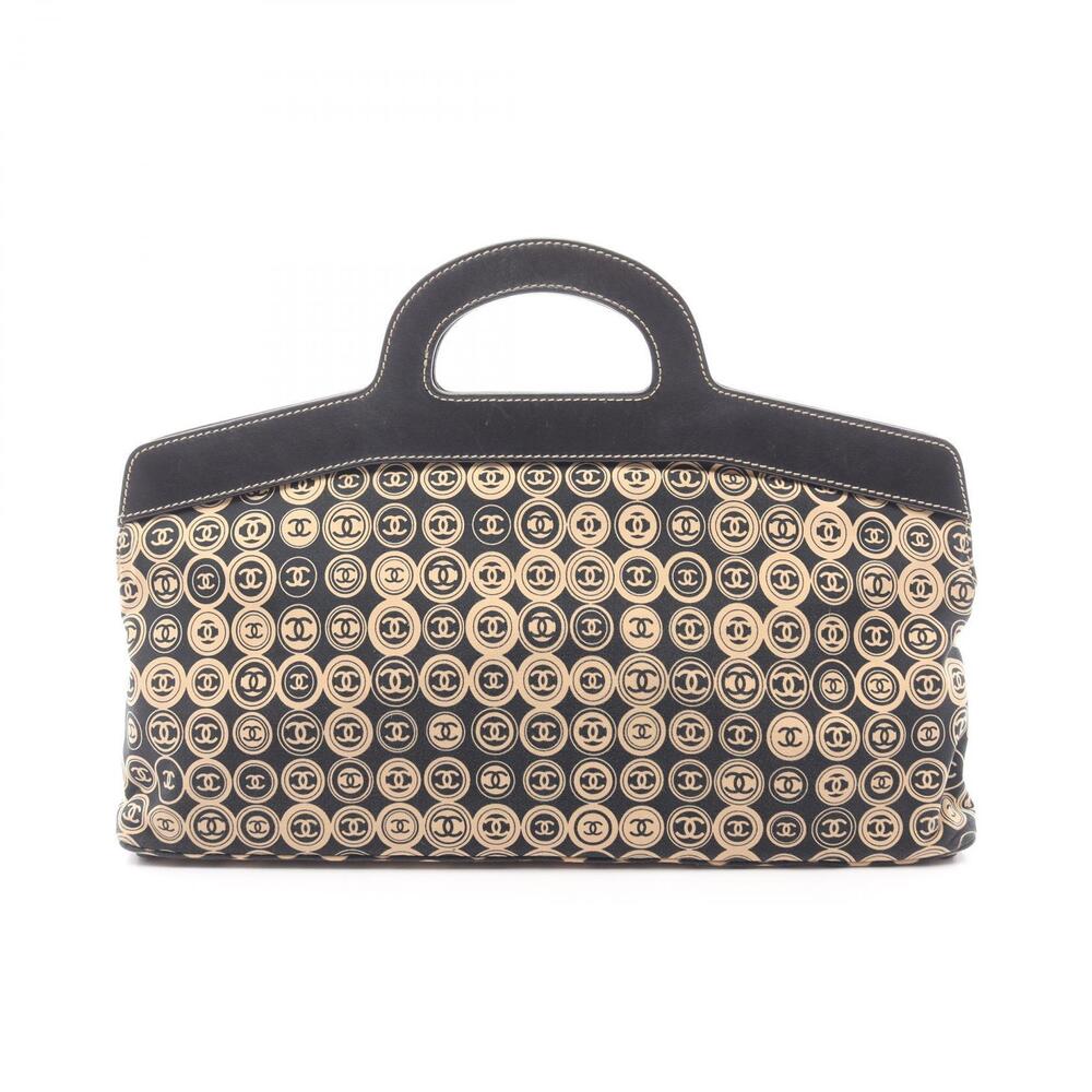Chanel Handbag leather jersey black beige